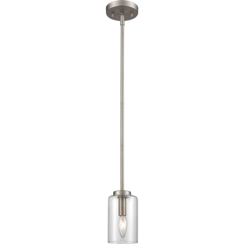 West End 4.75"W 1 Light Ceiling Pendant Light in Brushed Nickel & Clear Glass