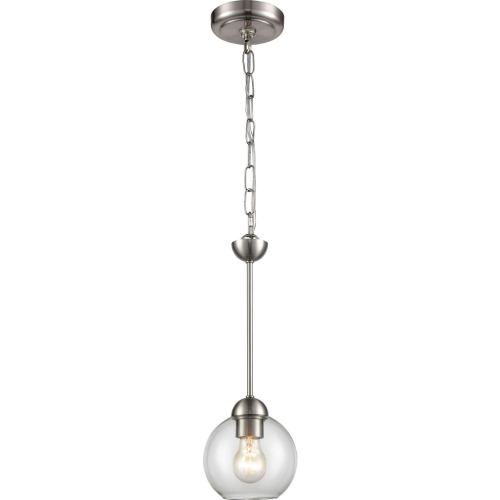 Astoria 6" Wide 1 Light Mini Pendant in Brushed Nickel & Glass