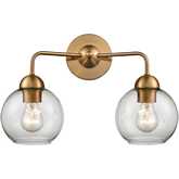 Astoria 16" Wide 2 Light Vanity Light in Satin Gold & Glass