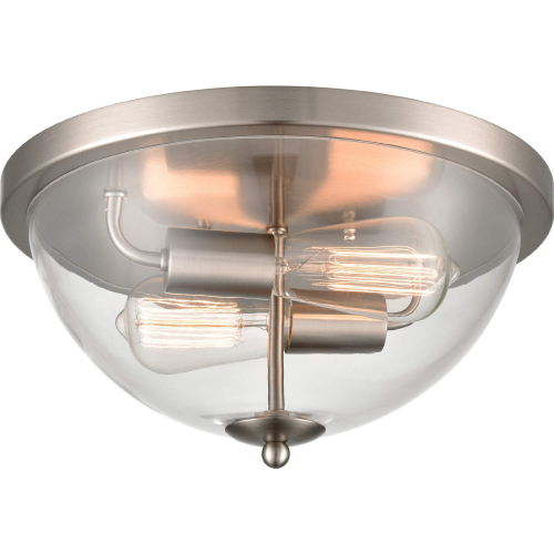 Astoria 13.5" Wide 2 Light Flush Mount in Brushed Nickel & Glass