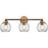 Astoria 25" Wide 3 Light Vanity Light in Satin Gold & Glass