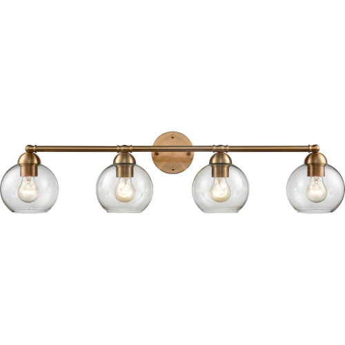 Astoria 35" Wide 4 Light Vanity Light in Satin Gold & Glass