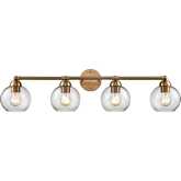 Astoria 35" Wide 4 Light Vanity Light in Satin Gold & Glass