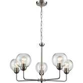 Astoria 28" Wide 5 Light Chandelier in Brushed Nickel & Glass