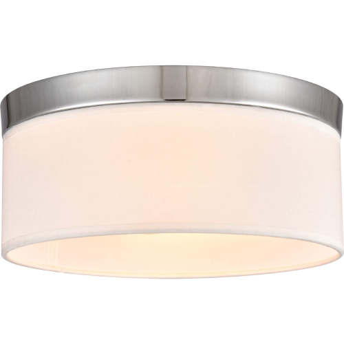 Oakland 12"W 2 Light Flush Mount in Chrome & White Glass