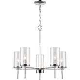 Oakland 25"W 5 Light Chandelier in Chrome & Clear Glass