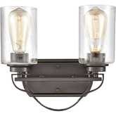 Market Square 12"W 2 Light Vanity Light in Oil Rubbed Bronze & Seeded Glass