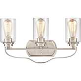 Market Square 20"W 3 Light Vanity Light in Brushed Nickel & Seeded Glass