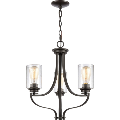 Market Square 19"W 3 Light Chandelier in Oil Rubbed Bronze & Seeded Glass