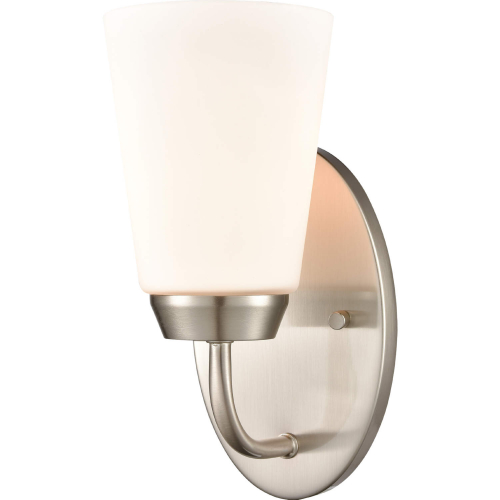 Winslow 10.5"H 1 Light Wall Sconce in Brushed Nickel & White Frosted Glass