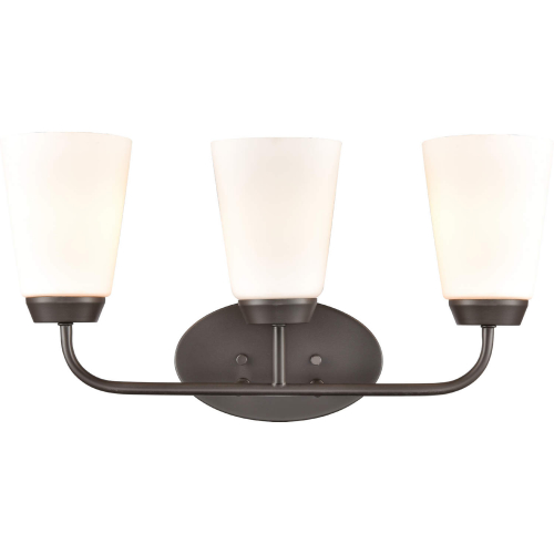 Winslow 20"W 3 Light Vanity Light in Rubbed Bronze & White Frosted Glass