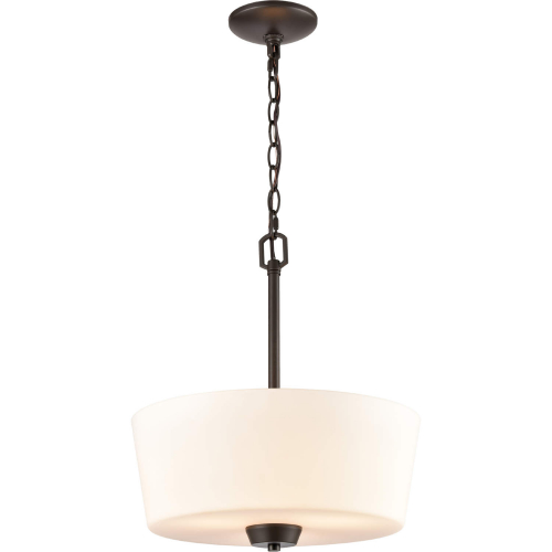 Winslow 15"W 3 Light Pendant in Rubbed Bronze & White Frosted Glass