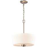 Winslow 15"W 3 Light Pendant in Brushed Nickel & White Frosted Glass