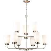 Winslow 30"W 9 Light Chandelier in Brushed Nickel & White Frosted Glass