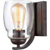 Calistoga 8"H 1 Light Wall Sconce in Oil Rubbed Bronze & Seeded Glass