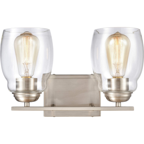 Calistoga 14"W 2 Light Vanity Light in Brushed Nickel & Seeded Glass