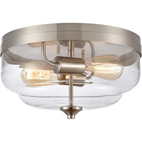 Calistoga 13"W 2 Light Flush Mount in Brushed Nickel & Seeded Glass