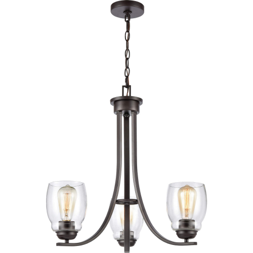 Calistoga 23"W 3 Light Chandelier in Oil Rubbed Bronze & Seeded Glass