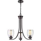 Calistoga 23"W 3 Light Chandelier in Oil Rubbed Bronze & Seeded Glass