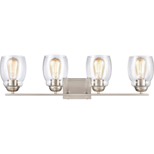 Calistoga 30.5"W 4 Light Vanity Light in Brushed Nickel & Seeded Glass