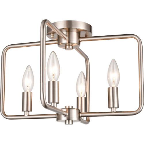 Park Slope 15"W 4 Light Flush Mount in Brushed Nickel