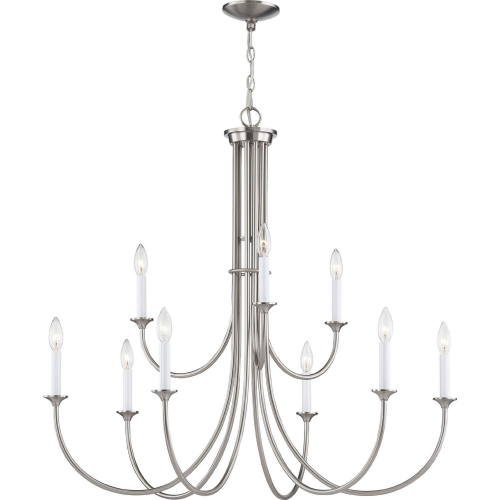 Meadowview 36"W 9 Light Chandelier in Brushed Nickel