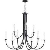 Meadowview 36"W 9 Light Chandelier in Matte Black