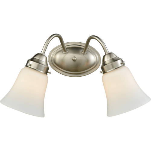 Califon 13"W 2 Light Vanity Light in Brushed Nickel & White Glass