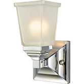 Sinclair 10"H 1 Light Wall Sconce in Polished Chrome & White Frosted Glass