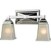 Sinclair 15"W 2 Light Vanity Light in Polished Chrome & White Frosted Glass