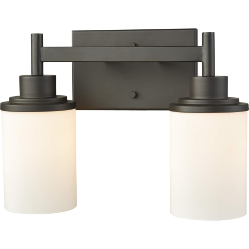 Belmar 13"W 2 Light Vanity Light in Oil Rubbed Bronze & White Glass