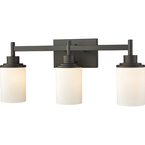 Belmar 22"W 3 Light Vanity Light in Oil Rubbed Bronze & White Frosted Glass