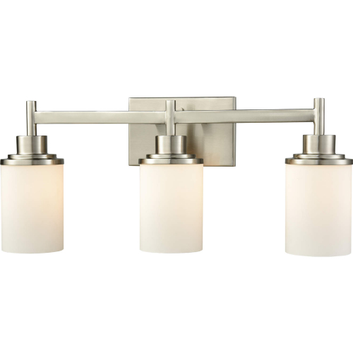 Belmar 22"W 3 Light Vanity Light in Brushed Nickel & White Frosted Glass