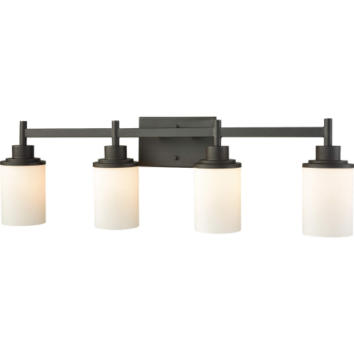 Belmar 31"W 4 Light Vanity Light in Oil Rubbed Bronze & White Frosted Glass