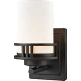 Ravendale 9"H 1 Light Wall Sconce in Oil Rubbed Bronze & Frosted Glass