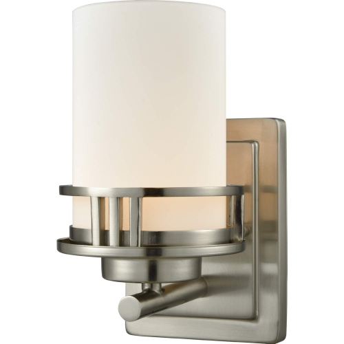 Ravendale 9"H 1 Light Wall Sconce in Brushed Nickel & Frosted Glass