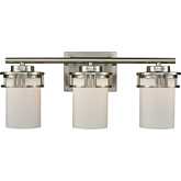 Ravendale 20"W 3 Light Vanity Light in Brushed Nickel & Frosted Glass