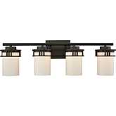 Ravendale 27"W 4 Light Vanity Light in Oil Rubbed Bronze & Frosted Glass