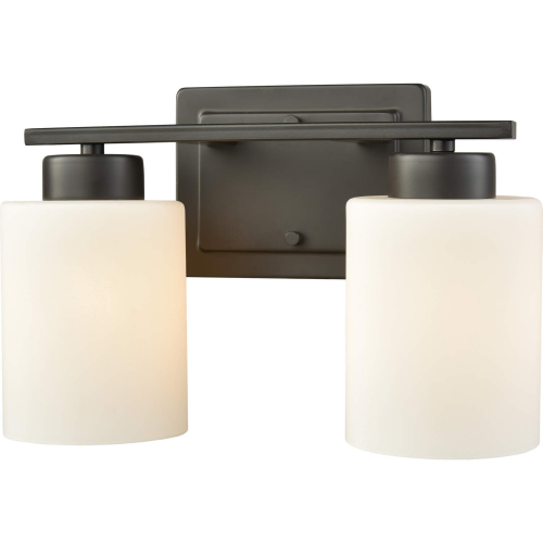 Summit Place 12"W 2 Light Vanity Light in Oil Rubbed Bronze & White Glass