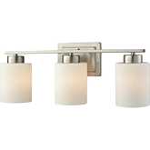 Summit Place 21"W 3 Light Vanity Light in Brushed Nickel & White Glass