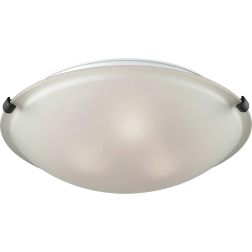 Sunglow 17"W 3 Light Flush Mount in Brushed Nickel & White Frosted Glass