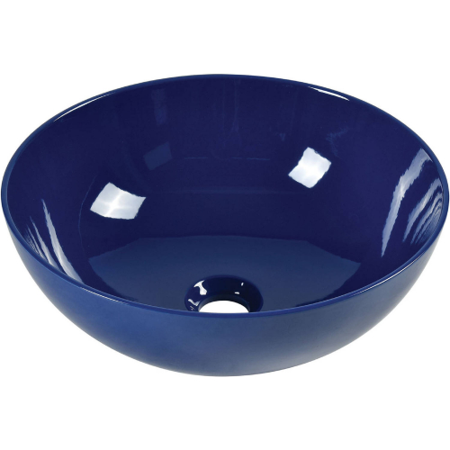 Vitreous China 15.20" Round Vessel Bathroom Sink in Polished Blue