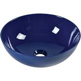 Vitreous China 15.20" Round Vessel Bathroom Sink in Polished Blue