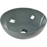 Vitreous China 15.20" Round Vessel Bathroom Sink in Polished Gray