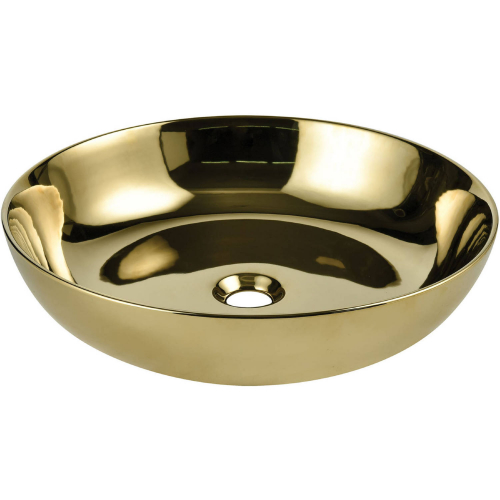 Vitreous China 18.70" Round Vessel Bathroom Sink in Polished Gold