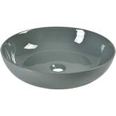 Vitreous China 18.70" Round Vessel Bathroom Sink in Polished Gray