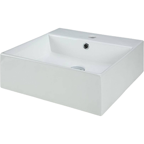 Vitreous China 18.10" Square Vessel Bathroom Sink in White