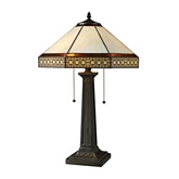 24" Stone Filigree Tiffany Glass Table Lamp in Tiffany Bronze