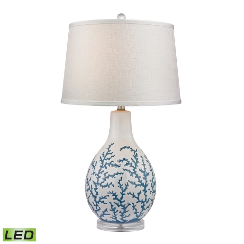 27" Sixpenny Blue Coral LED Table Lamp in White