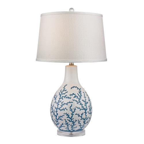 27" Sixpenny Blue Coral Table Lamp in White